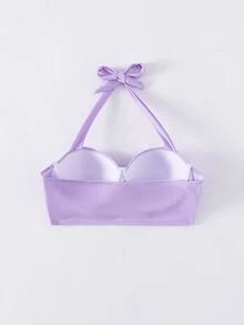 Push Up Halter Bikini Top - Lilac Purple - View 2