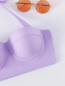 Push Up Halter Bikini Top - Lilac Purple - View 4
