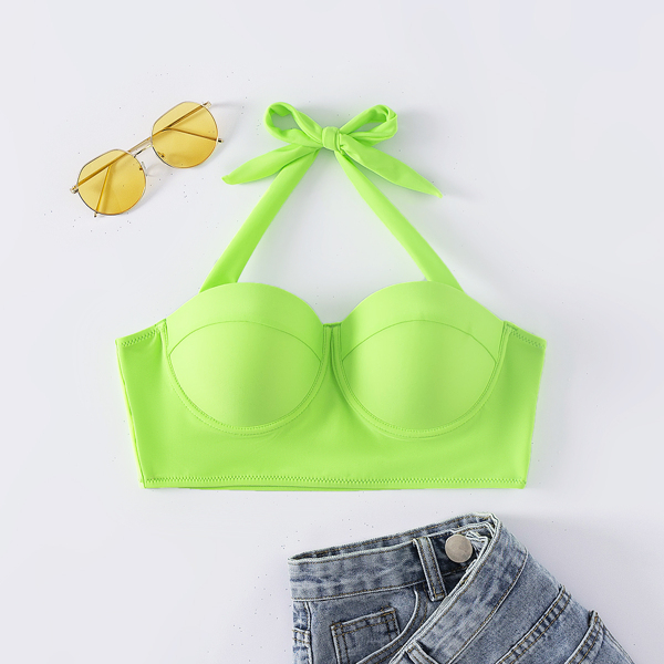 

Push Up Halter Bikini Top, Lime green