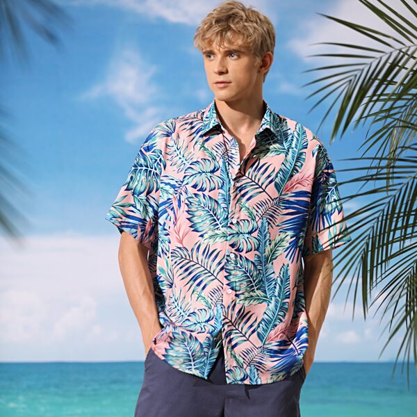 

Men Tropical Print Shirt, Multicolor