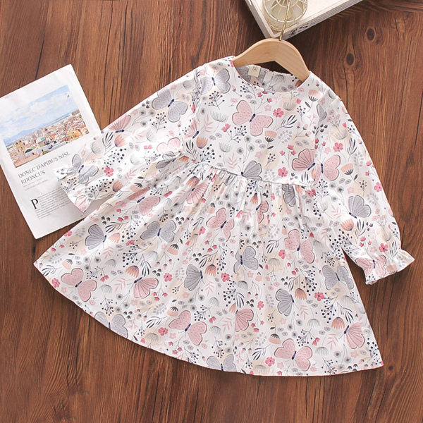 

Toddler Girls Butterfly And Floral Print Smock Dress, Multicolor
