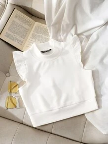 Franclia Áo nữ Xù màu trơn Giải trí - trắng - Xem 1