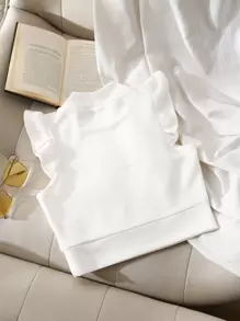 Franclia Áo nữ Xù màu trơn Giải trí - trắng - Xem 2