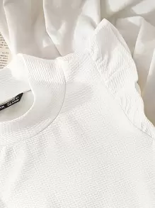 Franclia Áo nữ Xù màu trơn Giải trí - trắng - Xem 3