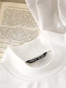 Franclia Áo nữ Xù màu trơn Giải trí - trắng - Xem 5