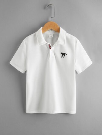 SHEIN Tween Jongen Paardprint Poloshirt