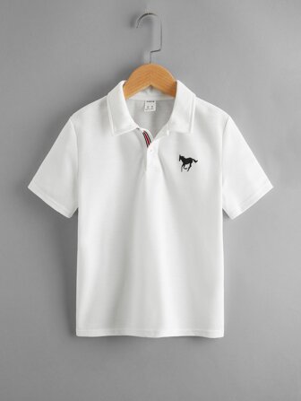 SHEIN Tween Boy Horse Print Polo Shirt