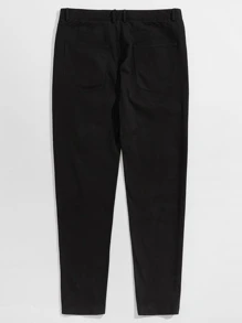 Manfinity Men Slogan & Figure Graphic Pants - Black - View 2