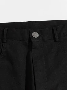 Manfinity Men Slogan & Figure Graphic Pants - Black - View 4