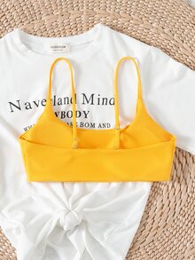 Spaghetti Strap Bikini Top, For Summer Beach Vacation - Yellow - View 2