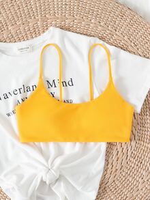 Spaghetti Strap Bikini Top, For Summer Beach Vacation - Yellow - View 3