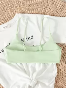 Swim Mod Summer Beach Spaghetti Strap Bikini Top - Lime Green - View 2