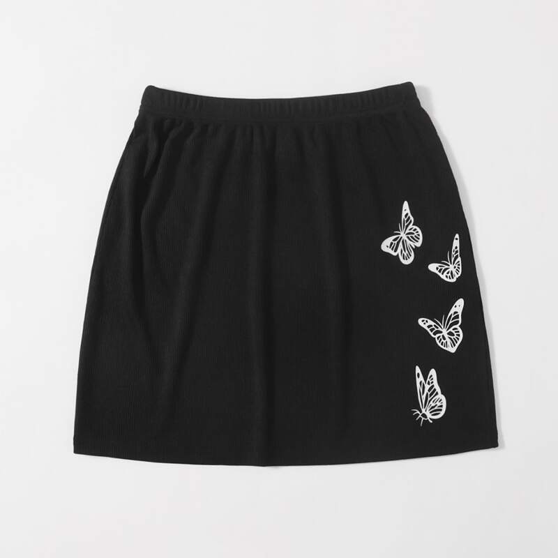 

Butterfly Graphic Skirt, Black