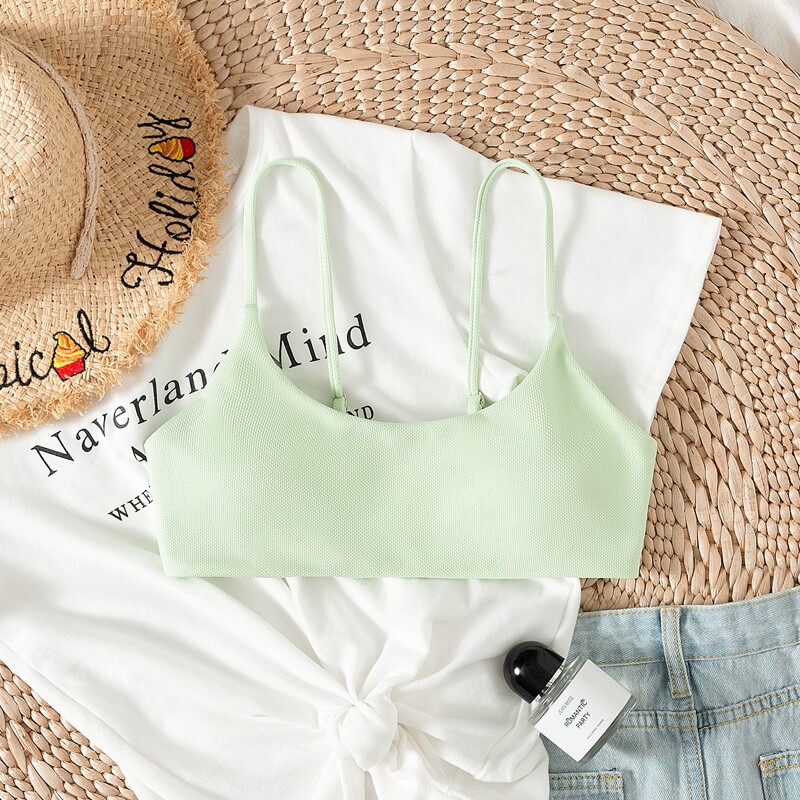 

Spaghetti Strap Bikini Top, Mint green