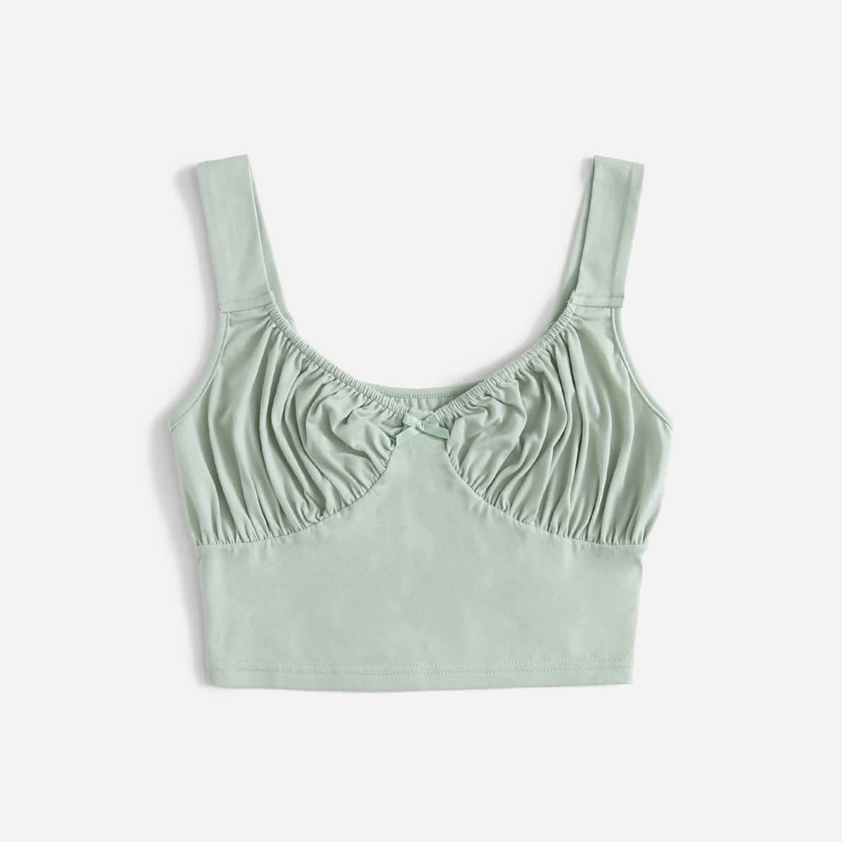 

Solid Ruched Bust Tank Top, Mint green