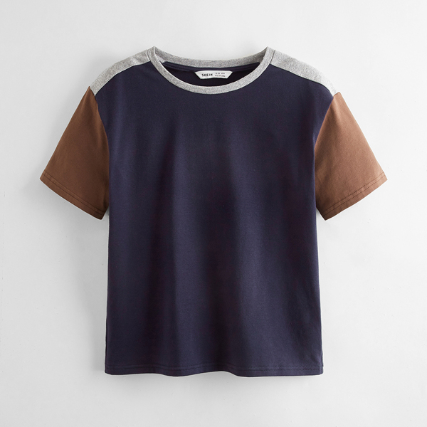 

Boys 93% COTTON Colorblock Sleeve Tee, Navy blue