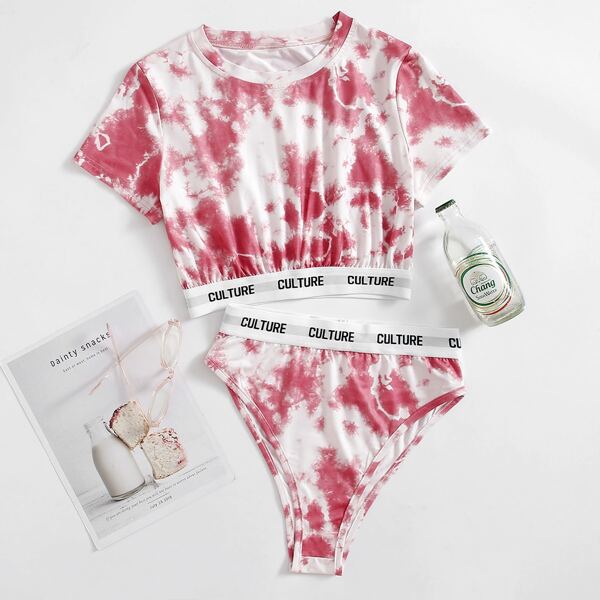 

Tie Dye Letter Tape Lounge Set, Multicolor