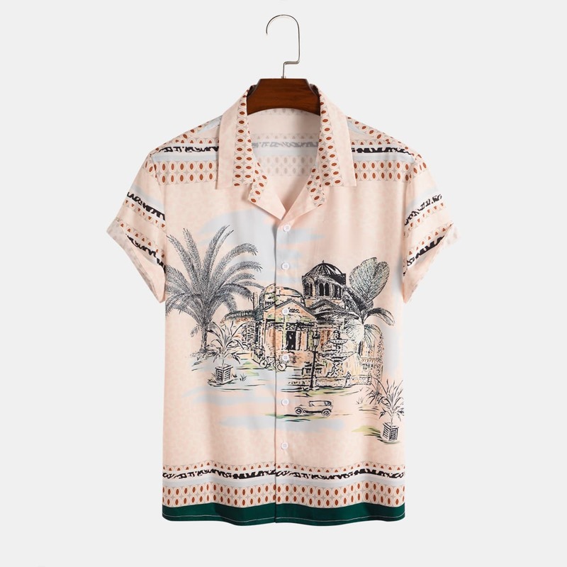 

Guys Graphic Button Up Shirt, Multicolor