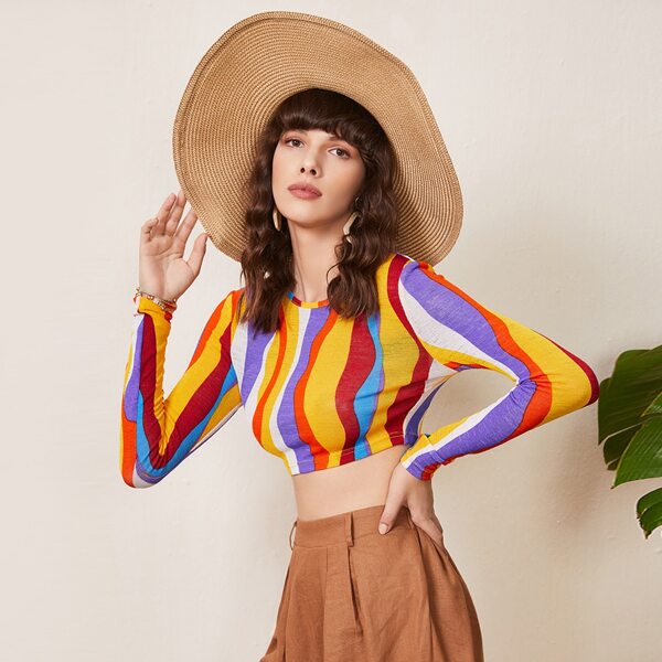 

Allover Print Crop Tee, Multicolor