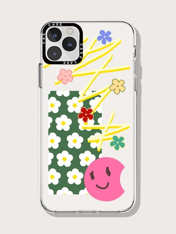 flower smiling face print phone case shein asia