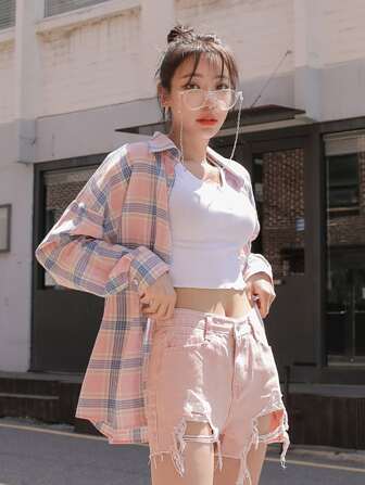 Plaid Button Through Shirt