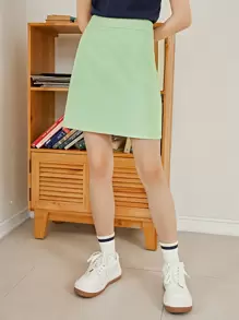 DAZY Solid A-line Skirt - Mint Green - View 1