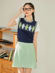 DAZY Solid A-line Skirt - Mint Green - View 5