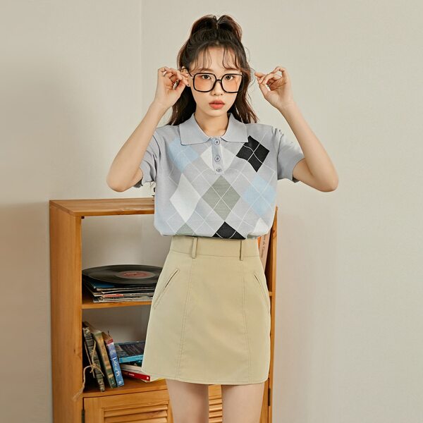 

Slant Pocket Straight Skirt, Khaki