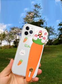 胡蘿蔔圖案手機殼帶3D卡通腕帶 - 橘色 - 查看 1