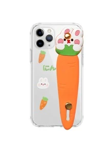 胡蘿蔔圖案手機殼帶3D卡通腕帶 - 橘色 - 查看 2
