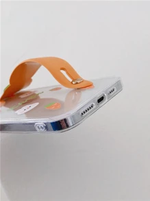 胡蘿蔔圖案手機殼帶3D卡通腕帶 - 橘色 - 查看 3