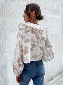 GENKIRA 深V領網眼刺繡紮染襯衫 - 彩色 - 查看 2