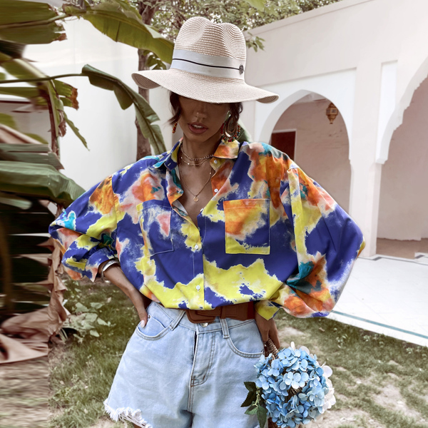 

Tie Dye Drop Shoulder Oversized Blouse, Multicolor