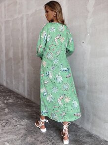 SHEIN Unity Constellation Print Tunic Dress - Green - View 2