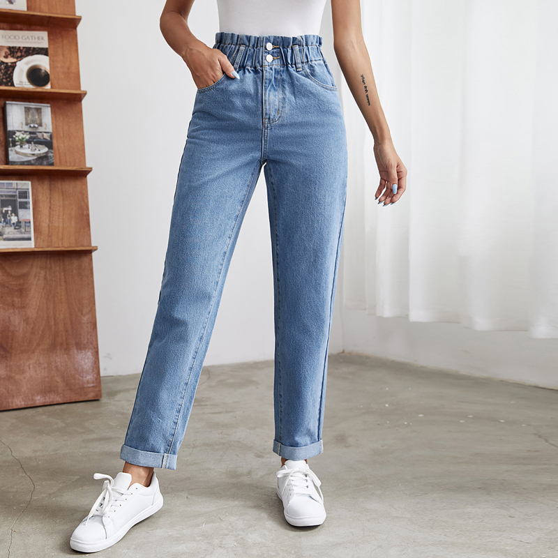 

Paper Bag Waist Jeans, Light wash