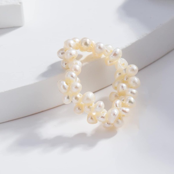 

Natural Pearl Beaded Ring, White