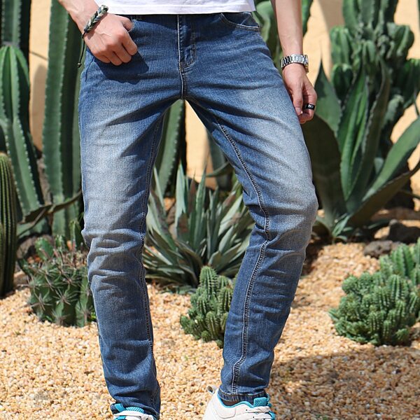 

Men Washed Tapered Jeans, Medium wash