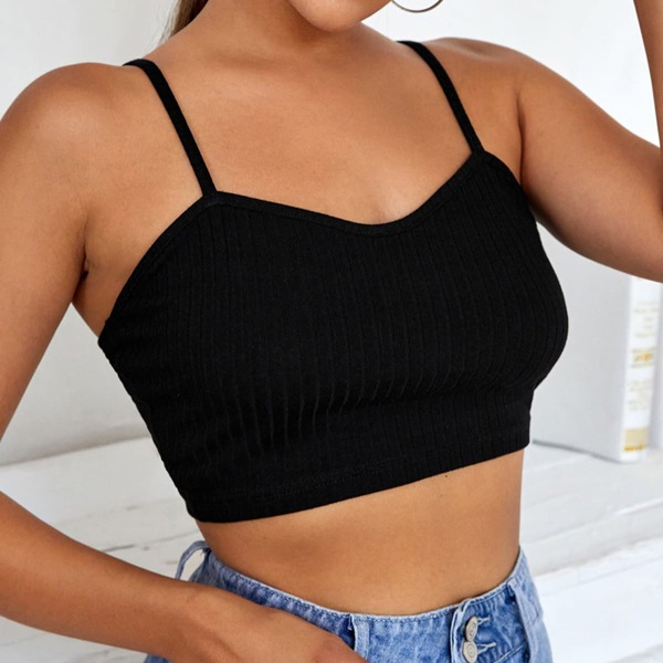 

Solid Crop Cami Top, Black