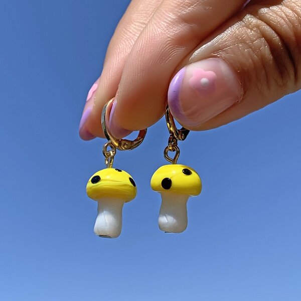 

Mushroom Drop Earrings, Yellow