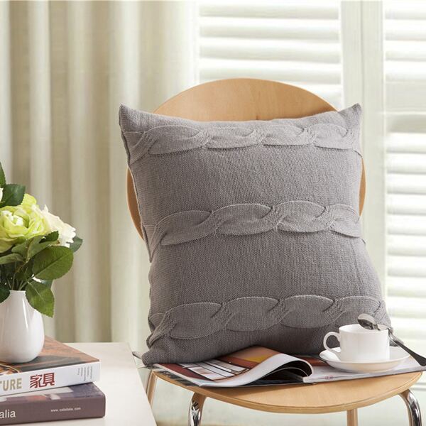 

Solid Twist Cushion Cover Without Filler, Grey