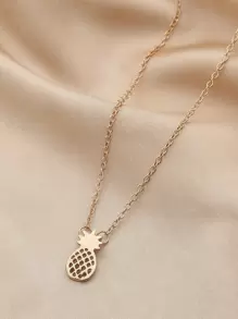 鳳梨吊墜項鍊 - 金黃色 - 查看 3