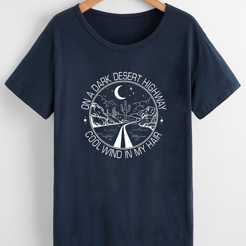 

Letter Scenery Graphic Tee, Navy blue