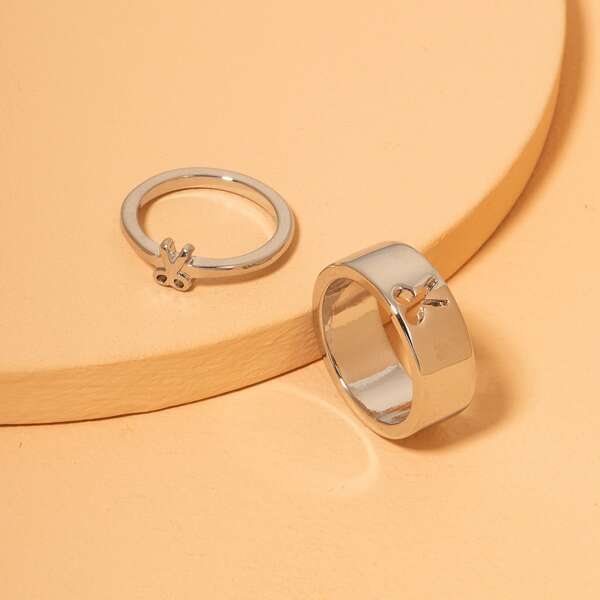 

2pcs Metal Ring, Silver