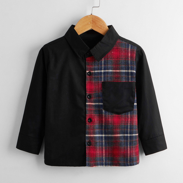 

Toddler Boys Contrast Plaid Button Up Shirt, Multicolor