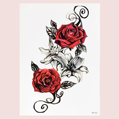 1sheet Rose Pattern Tattoo Sticker
