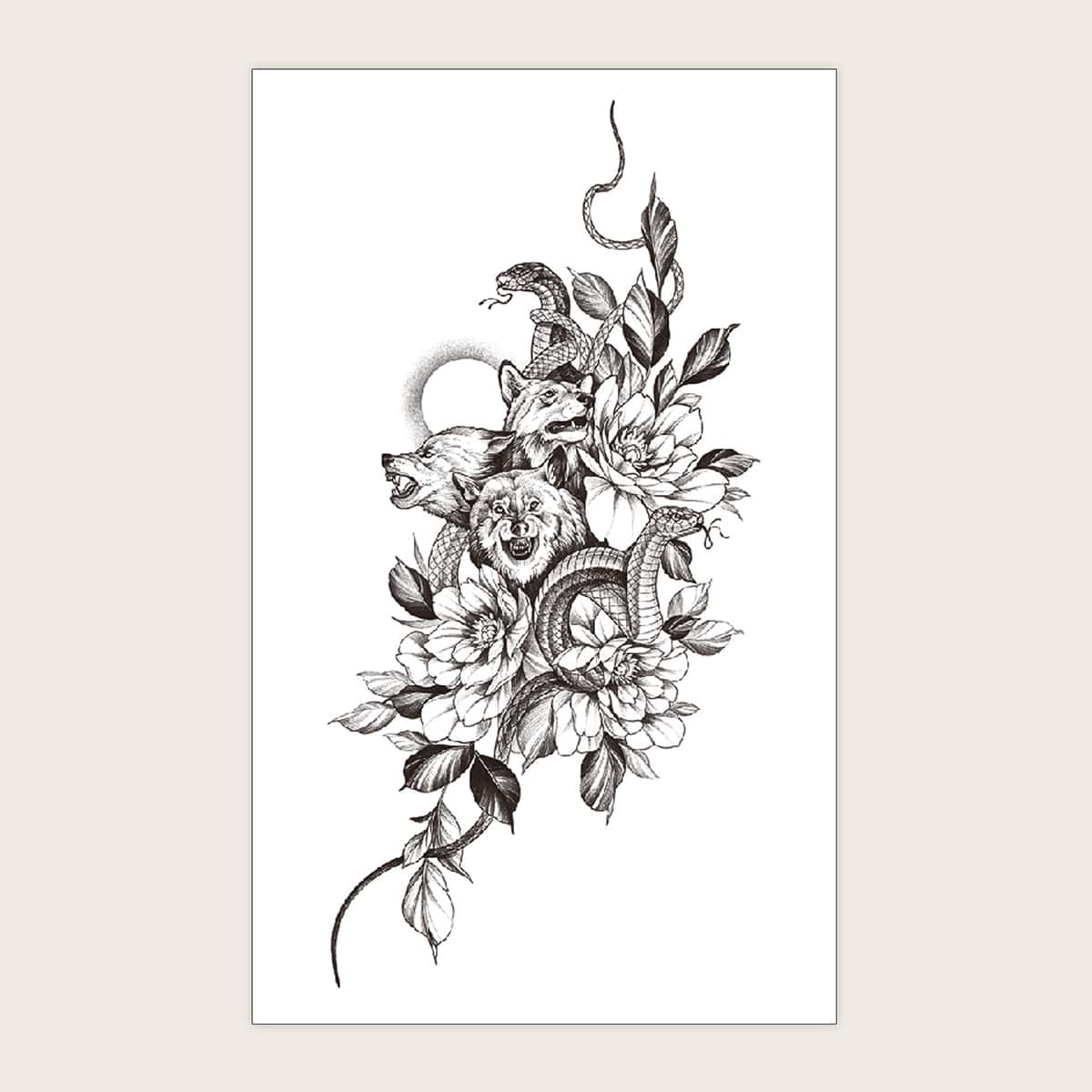 

1sheet Animal & Flower Tattoo Sticker, Black