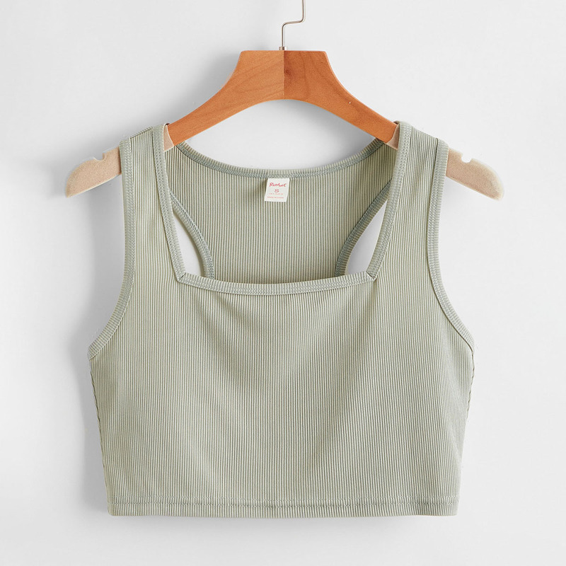 

Solid Ribbed Tank Top, Mint green