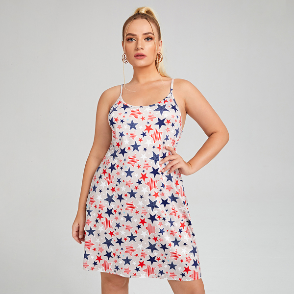 

Plus Star Print Cami Nightdress, Multicolor