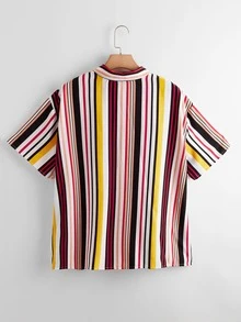Plus Striped Button Through Shirt - Multicolor - View 2