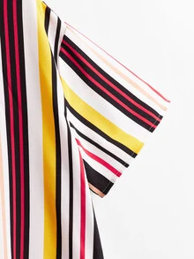 Plus Striped Button Through Shirt - Multicolor - View 4